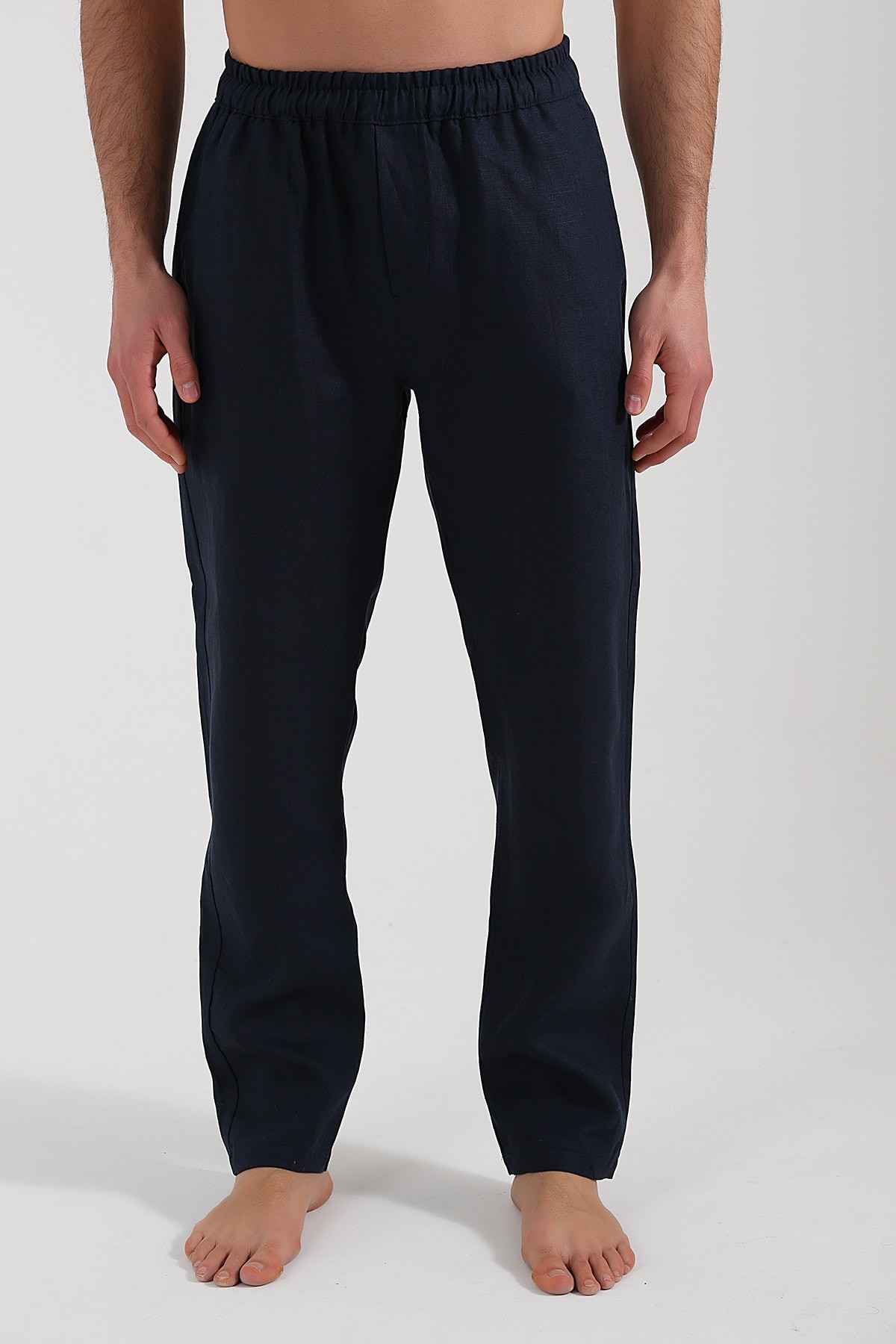 Navy Blue Linen Trousers
