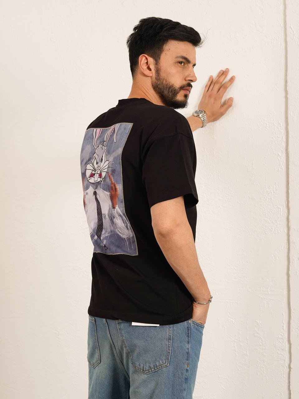 Baskılı Siyah T-Shirt