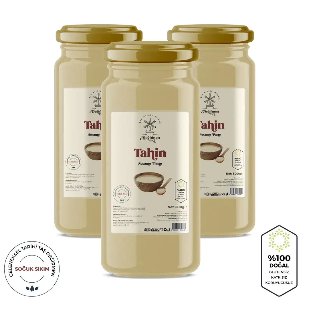 Soğuk Sıkım Değirmen Evi Tahini - 500 g Üçlü Set