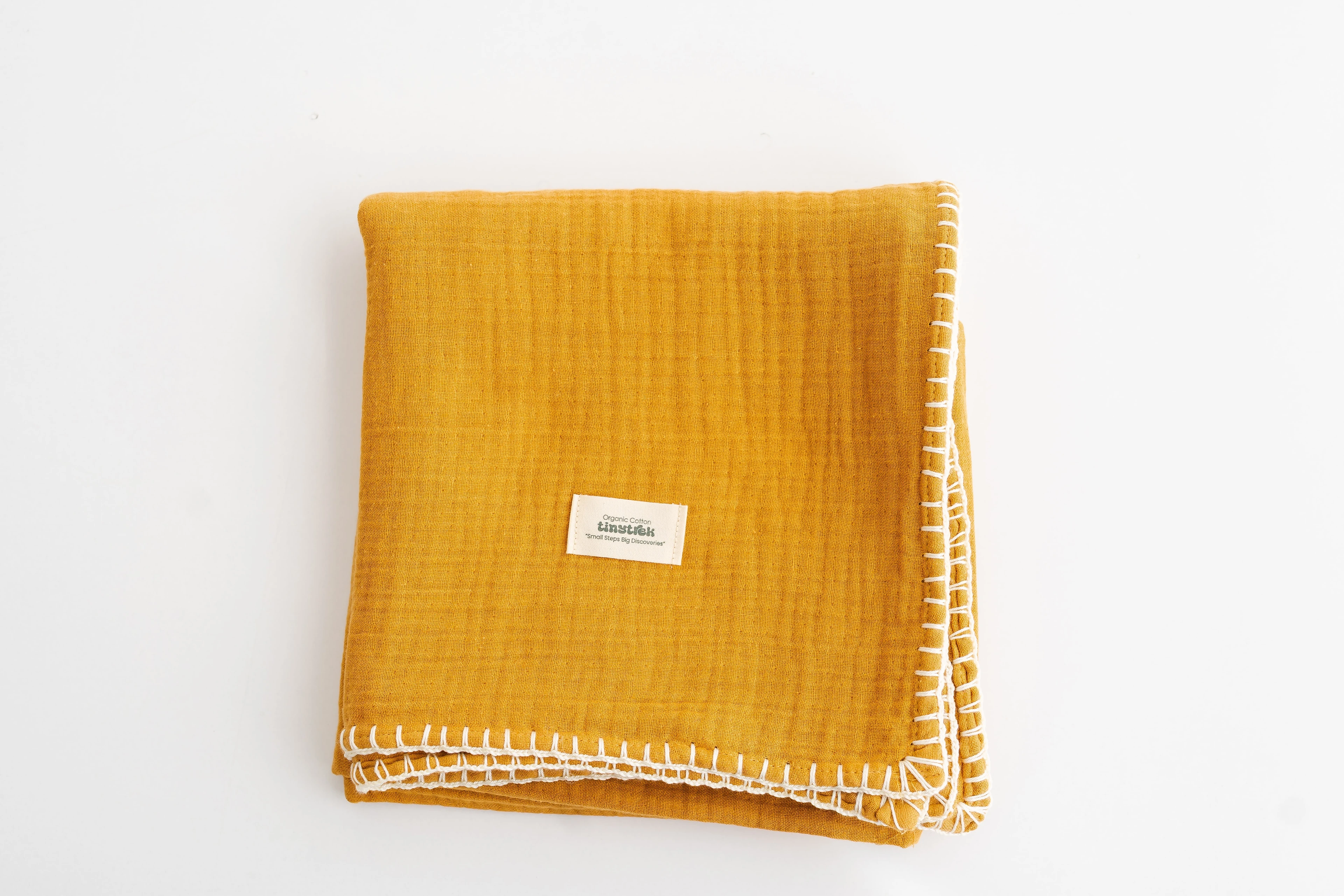 tinytrek %100 Pamuk 4 Katlı Kiremit Bebek Müslin & Çocuk Müslin Battaniye (110*110cm) - sarı