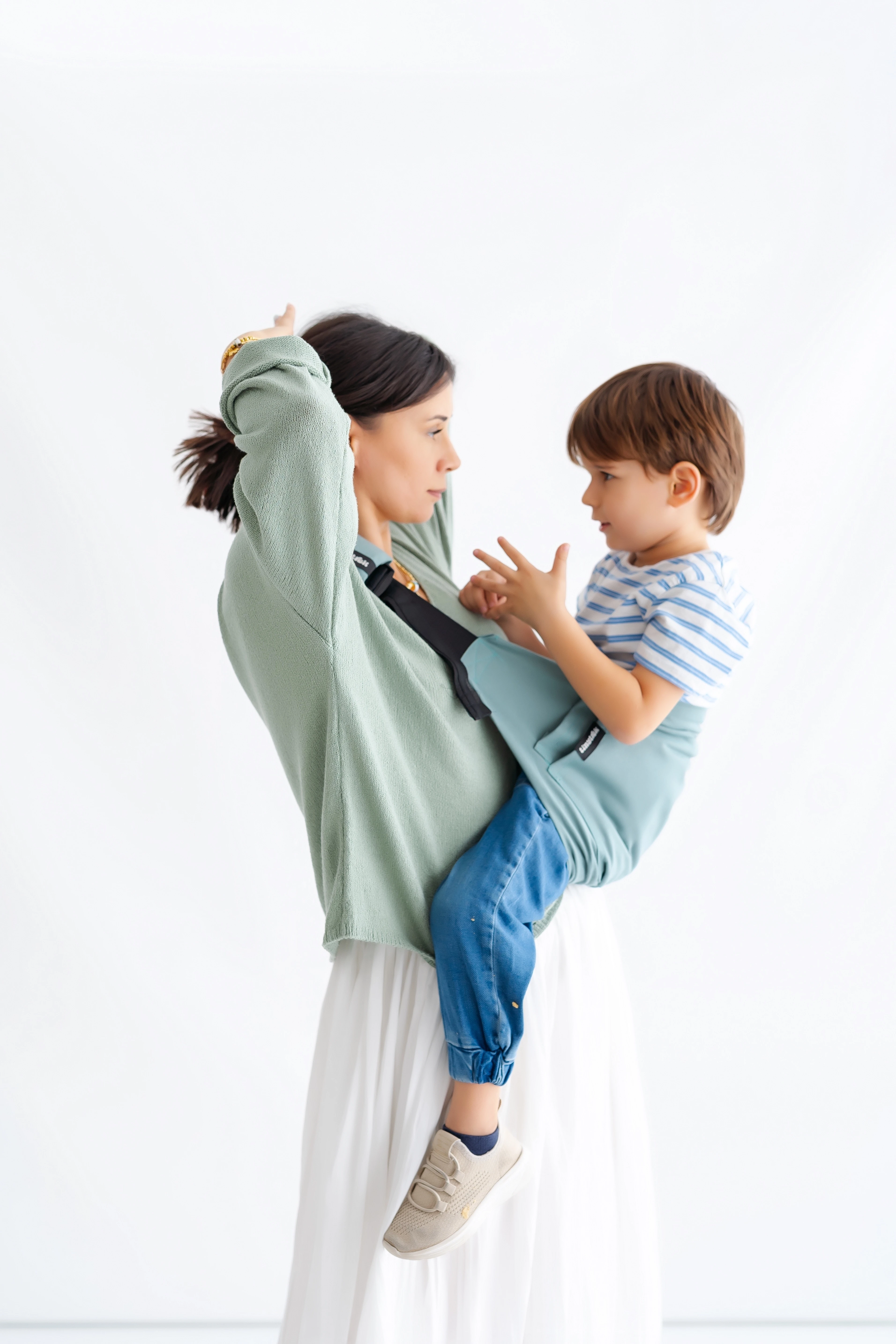 tinytrek Child Carrier-10 Ay-4 Yaş(max 18 kg)Su Yeşili Çocuk Taşıyıcı|Ana Kucağı-Sling-Yan Sling