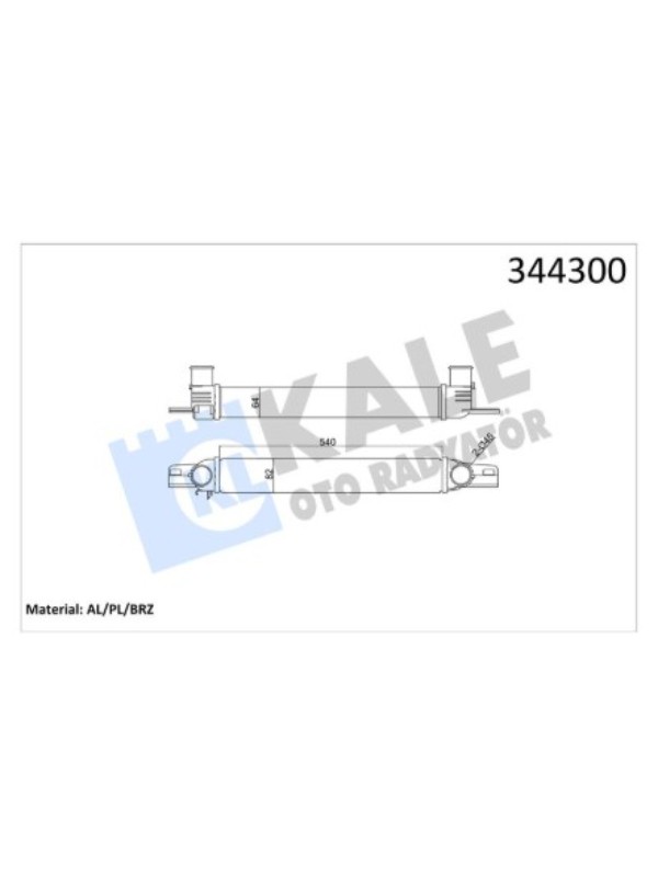 TURBO INTERCOLLER RADYATORU NEMO BIPPER FIORINO 1,3JTD BIPPER NEMO 1,4HDI OLCU: (540×82×64) image