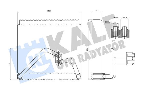 EVAPORATOR KIA RIO II 1.5CRDI 1.6 16V 05<11 (VALFSIZ) [BRAZING AL/AL] [250X259,8X45] EVAPORATOR image