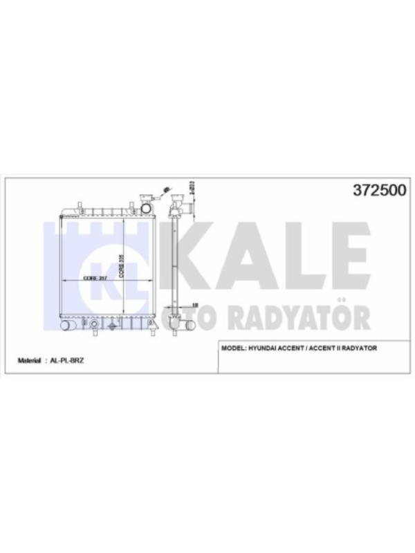 MOTOR SU RADYATORU HYUNDAI ACCENT 1,3 1,5 00 05 MANUEL (335X317X16) image