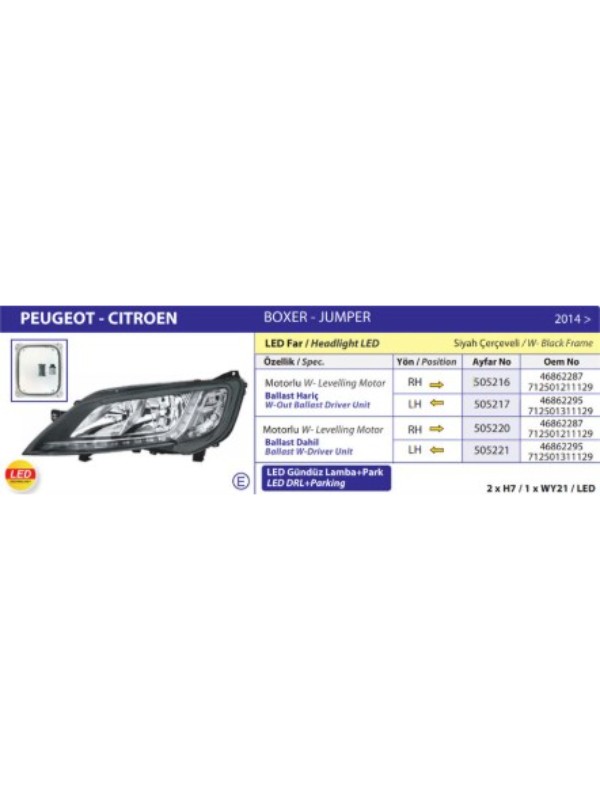 FAR SOL DUCATO BOXER JUMPER III 14> YM (LED) MOTORLU (BALLAST HARIC) image