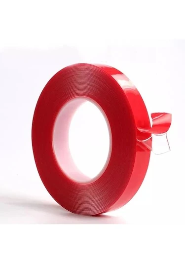 ÇİFT TARAFLI BANT 15MM X 5MT KIRMIZI ŞEFFAF image
