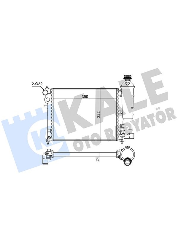 MOTOR SU RADYATORU RADYATOR MEKANIK P106 SAXO 1,6 KLIMASIZ MANUEL OLCU: (390*322*23) image