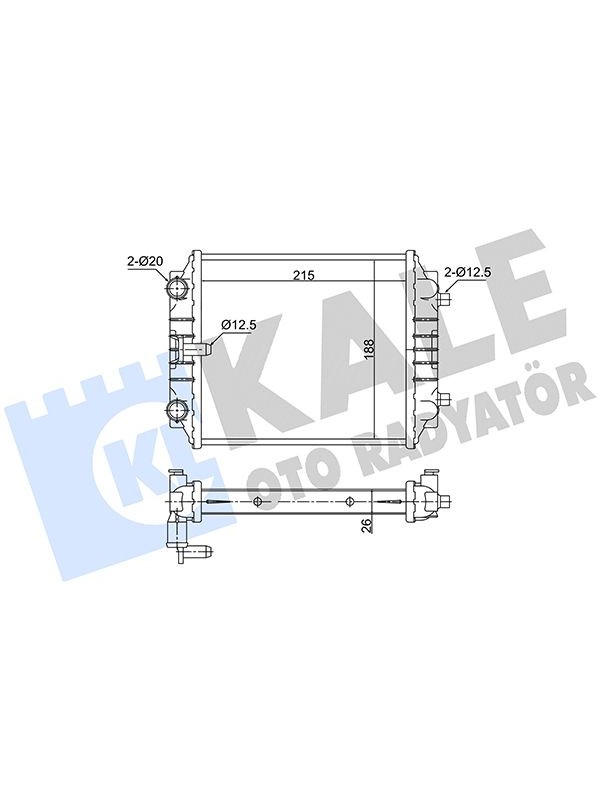 MOTOR SU EK RADYATORU SAG A1 A3 GOLF VII JETTA PASSAT LEON SUPERB 13>> [BRAZING] [215X188X26] image