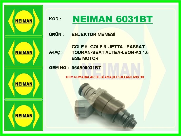 ENJEKTOR MEMESİ GOLF 5 -GOLF 6- JETTA - PASSAT-TOURAN-SEAT ALTEA-LEON-A3 1.6 BSE MOTOR 06A906031BT image