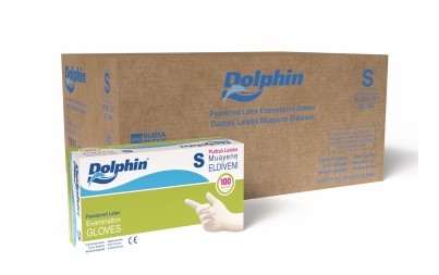Dolphin Pudralı Lateks Muayene Eldiveni S Beden 100 Adet x 20 Paket - MDR - Koli