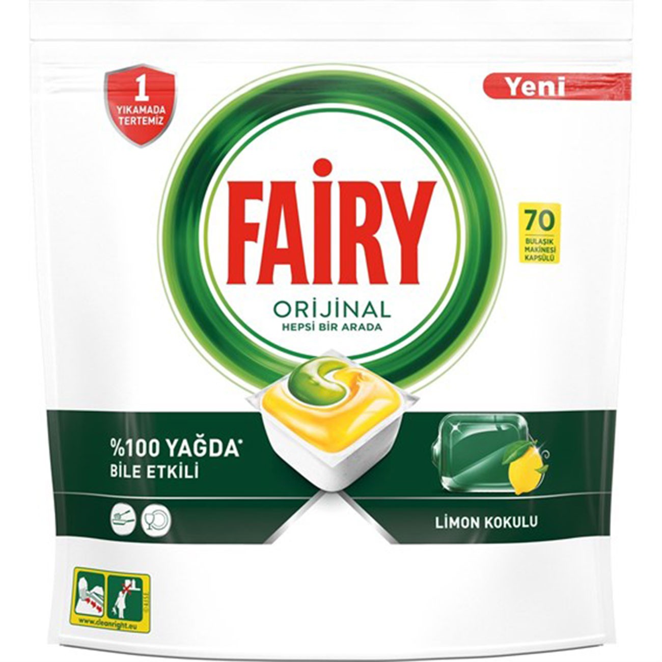 Fairy Hepsi Bir Arada Bulaşık Makinesi Deterjanı Limon 70 Tablet