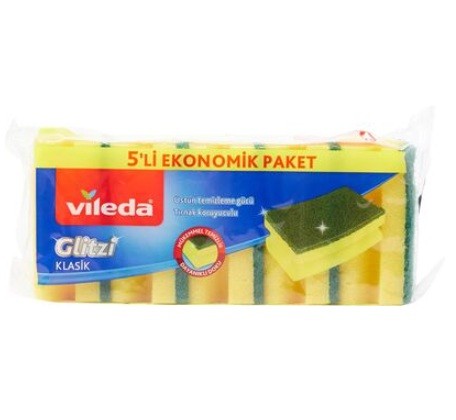 Vileda Bulaşık Süngeri Hijyenik Oluklu 5 li