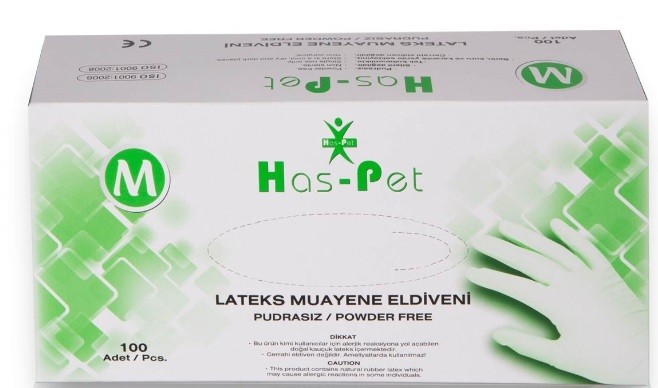 Haspet Pudrasız Latex Muayene Eldiveni M 100 Lü