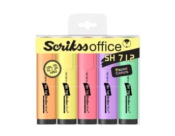 Scrikss Office SH712 Pastel Fosforlu Kalem 5'li Set