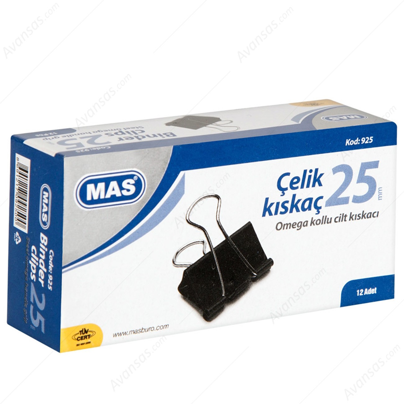 Mas 925 Omega Çelik Kıskaç 25 Mm 12 Li Paket