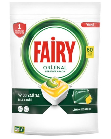 Fairy Hepsi Bir Arada Bulaşık Makinesi Deterjanı Limon 60 Tablet