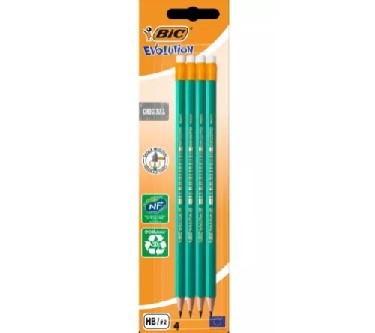 Bic Evolution 655 HB Silgili Kurşun Kalem Blister 4'lü Set
