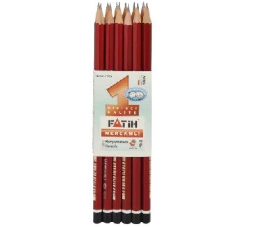 Fatih Köşeli Mercanlı Kurşun Kalem HB 12'li Paket (12010)