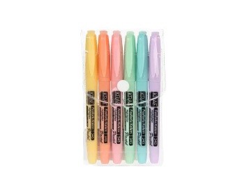Kraf 345 Fosforlu Kalem Tipi Pastel Renk 6'lı Set