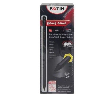 Fatih Silgili Siyah HB Kurşun Kalem 12'li Paket (17000)