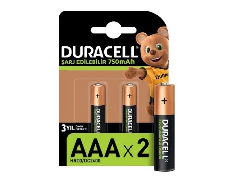 Duracell Pil Şarjlı AAA Kalın Kalem Pil 2 Li 750MAH