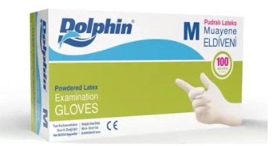 Dolphin Latex Muayene Eldiveni Pudaralı M 100 Lü