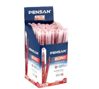 Pensan 2270 Büro Tükenmez Kalem İğne Uçlu 1.0 Kırmızı 50'li Paket