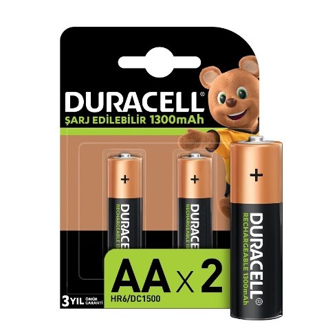 Duracell Pil Şarjlı AA Kalın Kalem Pil 2 Li 1300MAH