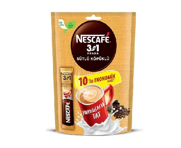 Nescafe 3'ü 1 Arada Sütlü Köpüklü 17.4 Gr*10 Lu Paket