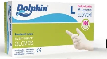 Dolphin Latex Muayene Eldiveni Pudaralı L 100 Lü