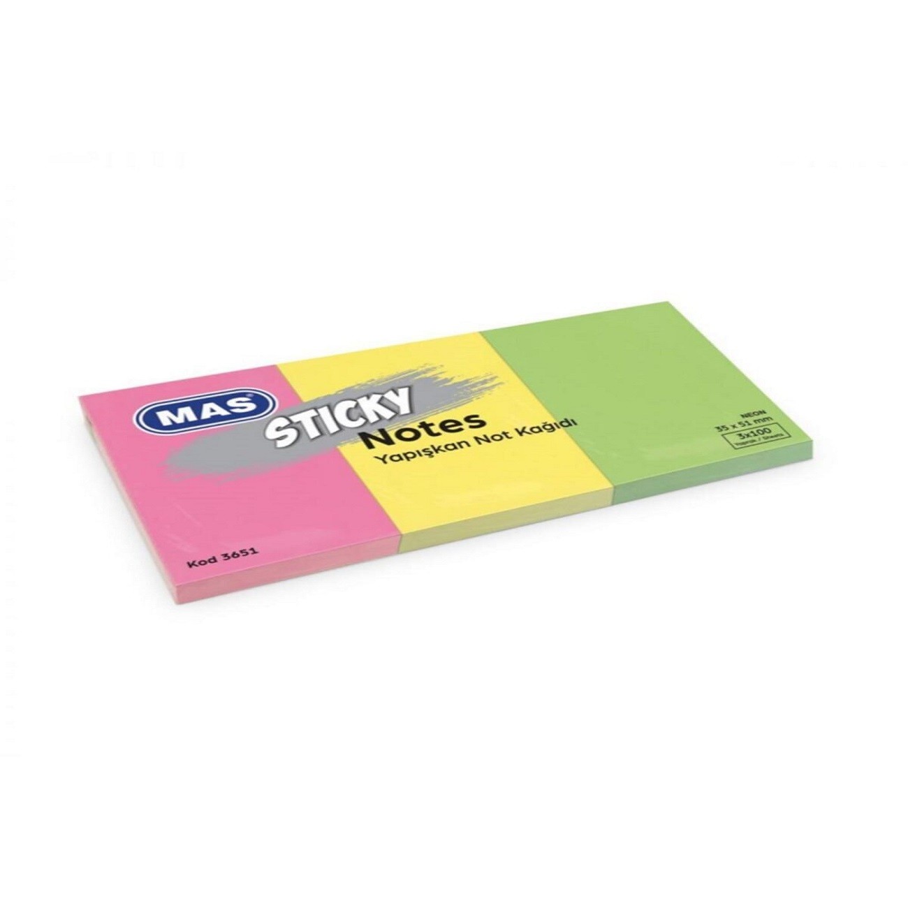 Mas Sticky Notes 35*51 3 Renk Yapışkanlı Not Kağıdı