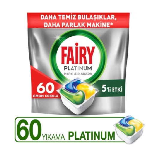 Fairy Platınum Hepsi Bir Arada Bulaşık Makinesi Deterjanı Limon 60 Tablet