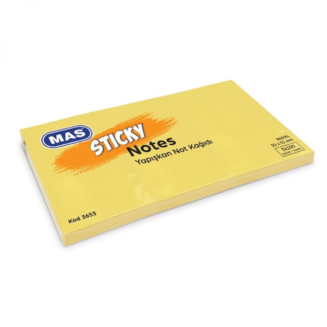 Mas Sticky Notes 35*51 Sarı Yapışkanlı Not Kağıdı