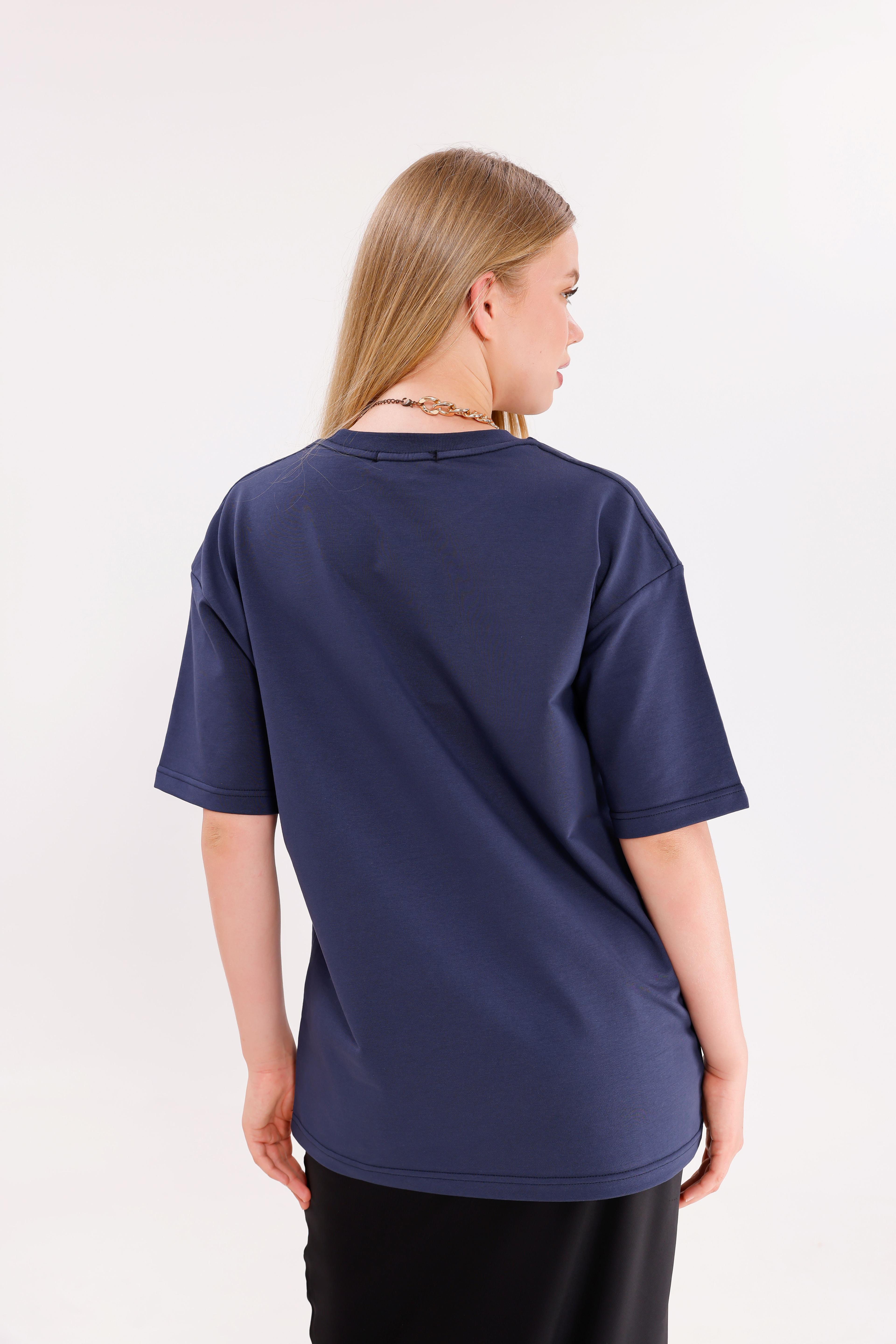 Oversize Unisex Kısa Kollu Bisiklet Yaka T-Shirt