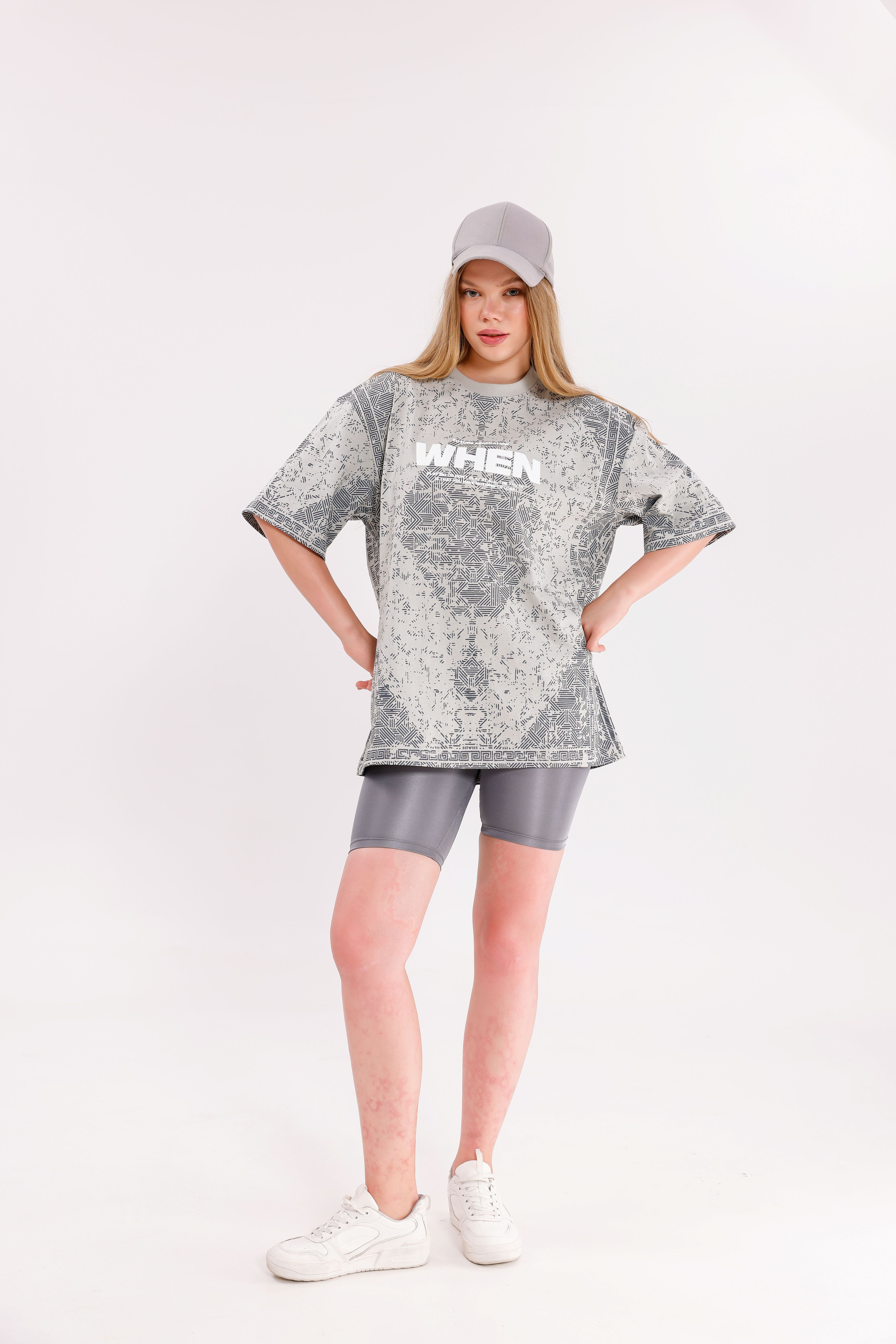 Oversize Unisex Kısa Kollu Bisiklet Yaka T-Shirt