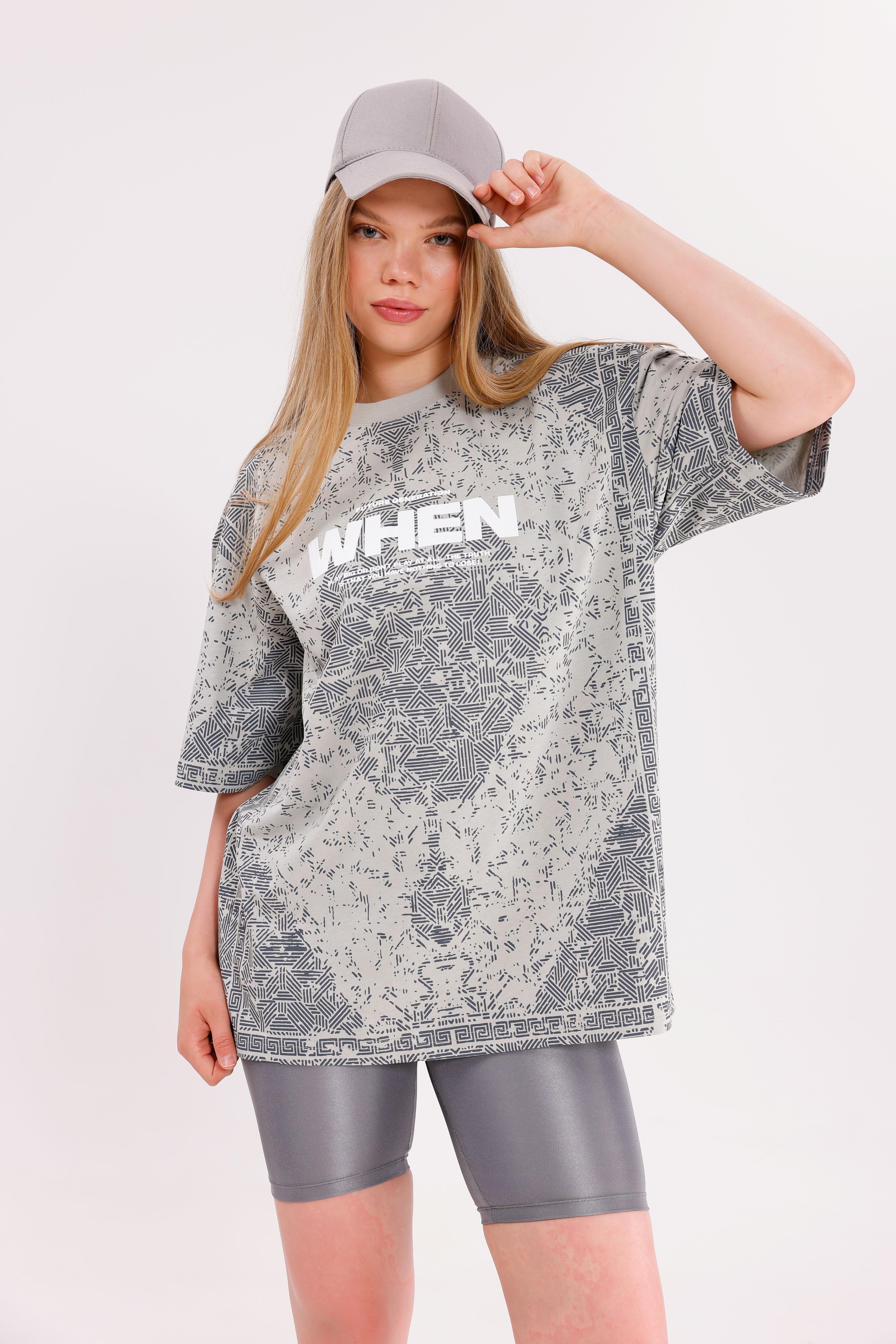 Oversize Unisex Kısa Kollu Bisiklet Yaka T-Shirt