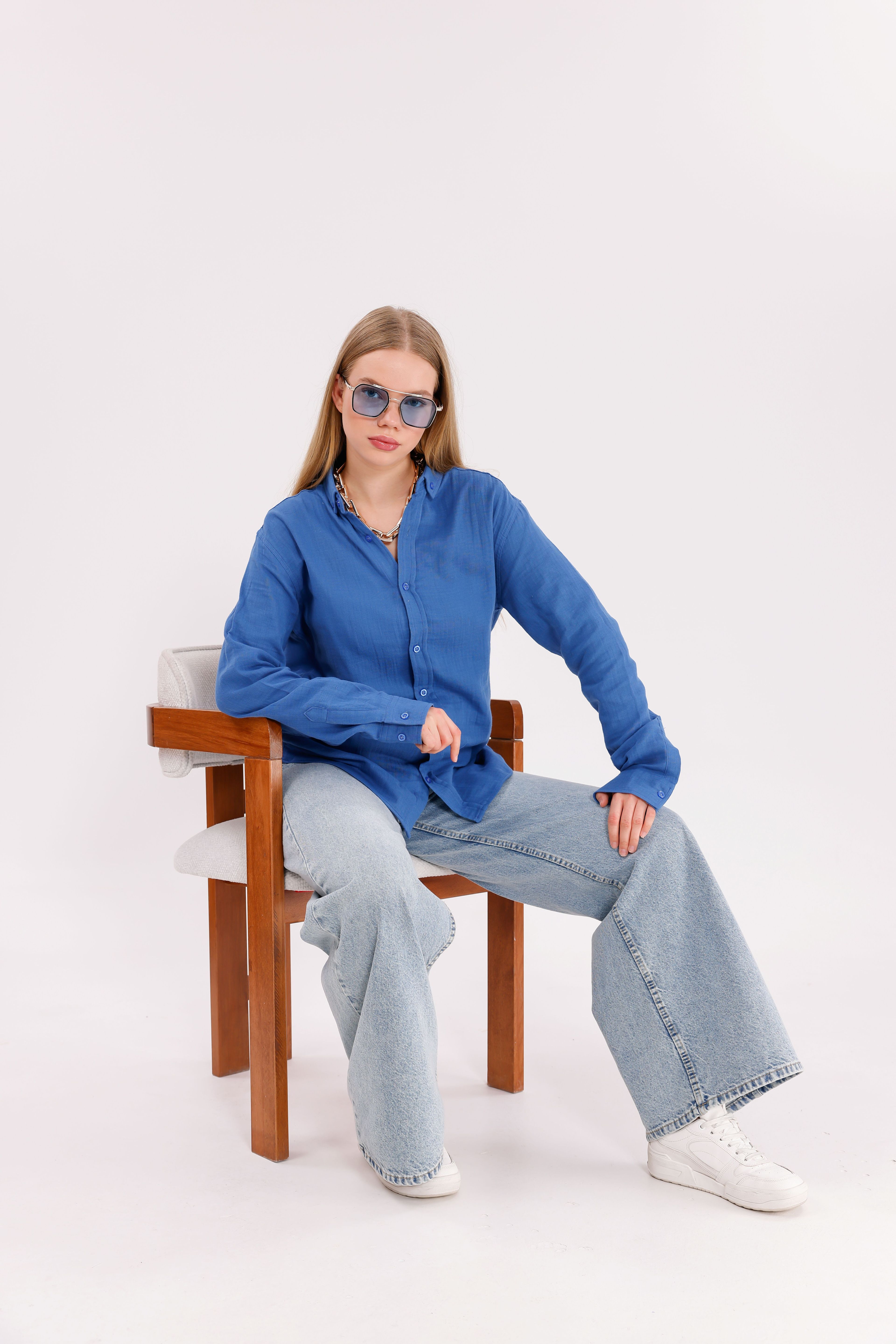 Uzun Kollu Oversize Unisex Gömlek