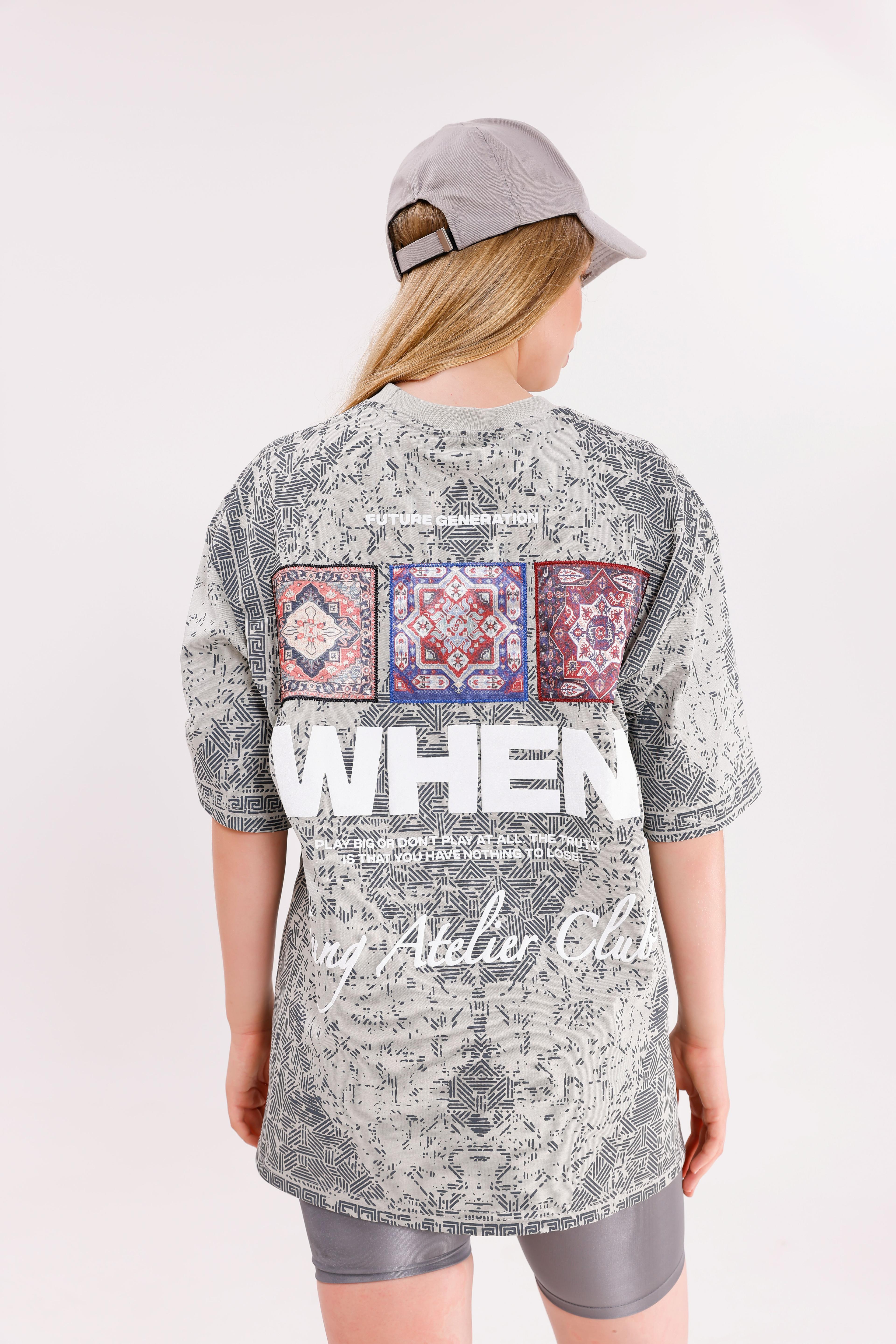 Oversize Unisex Kısa Kollu Bisiklet Yaka T-Shirt