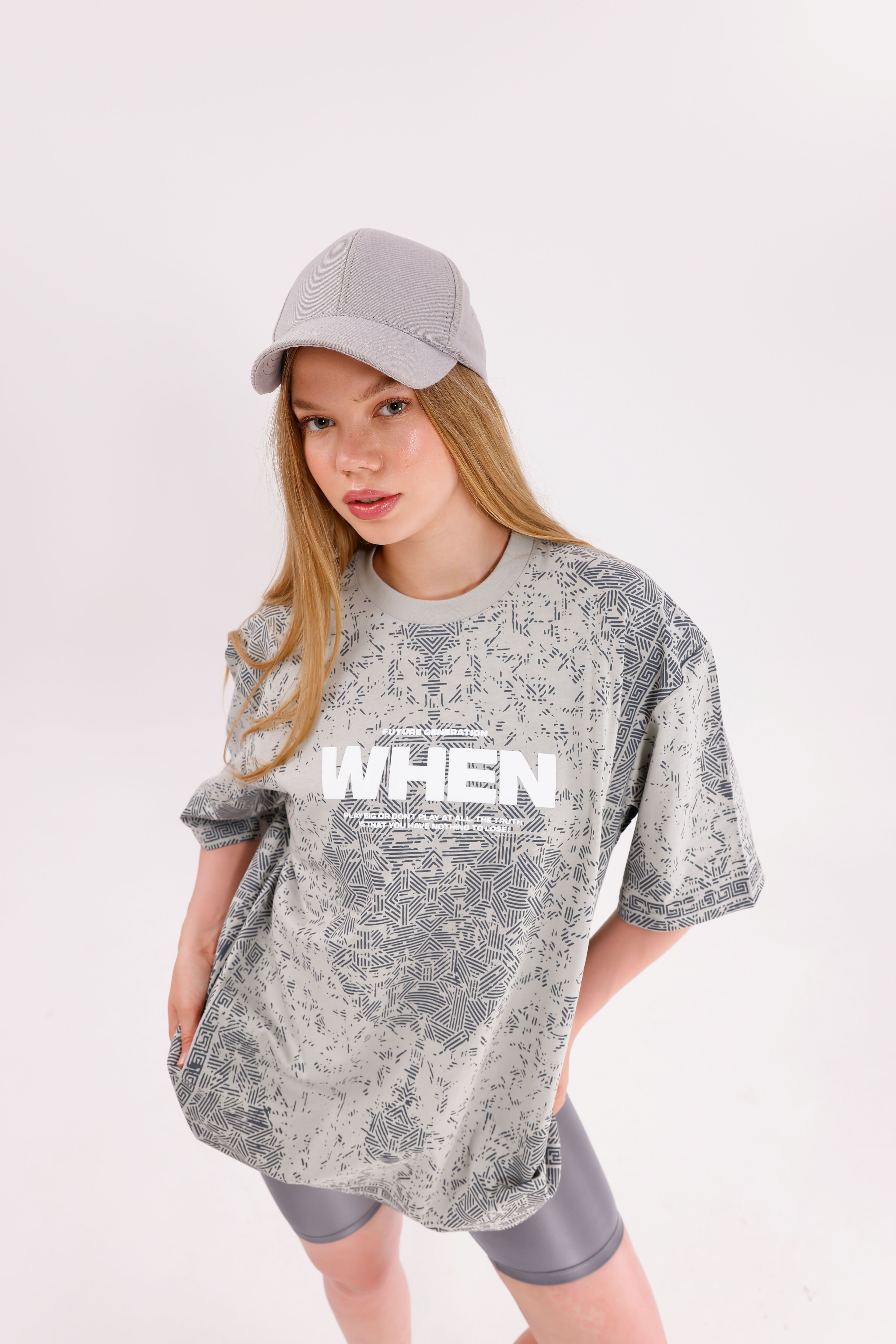Oversize Unisex Kısa Kollu Bisiklet Yaka T-Shirt