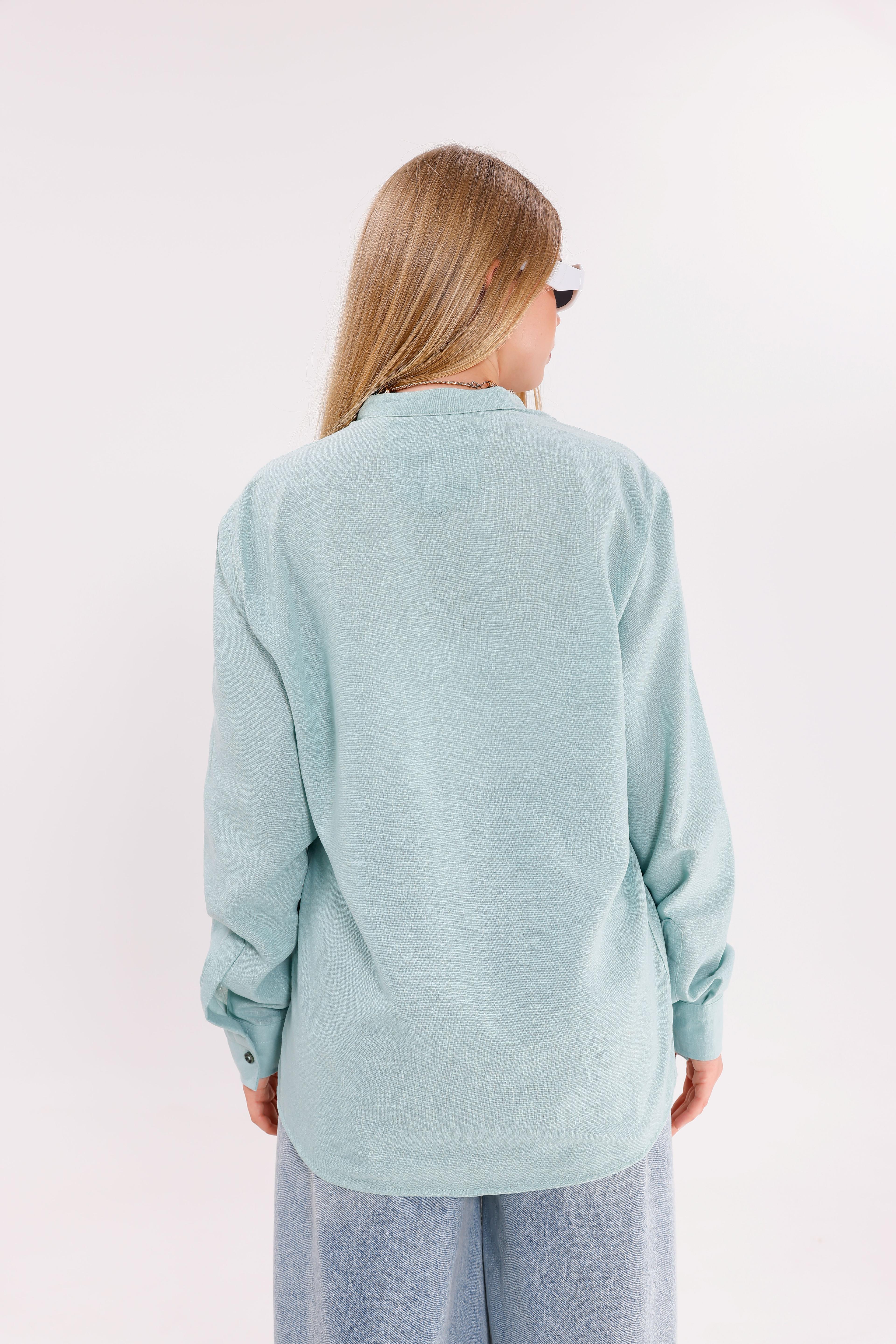 Uzun Kollu Su Mavisi Oversize Unisex Gömlek