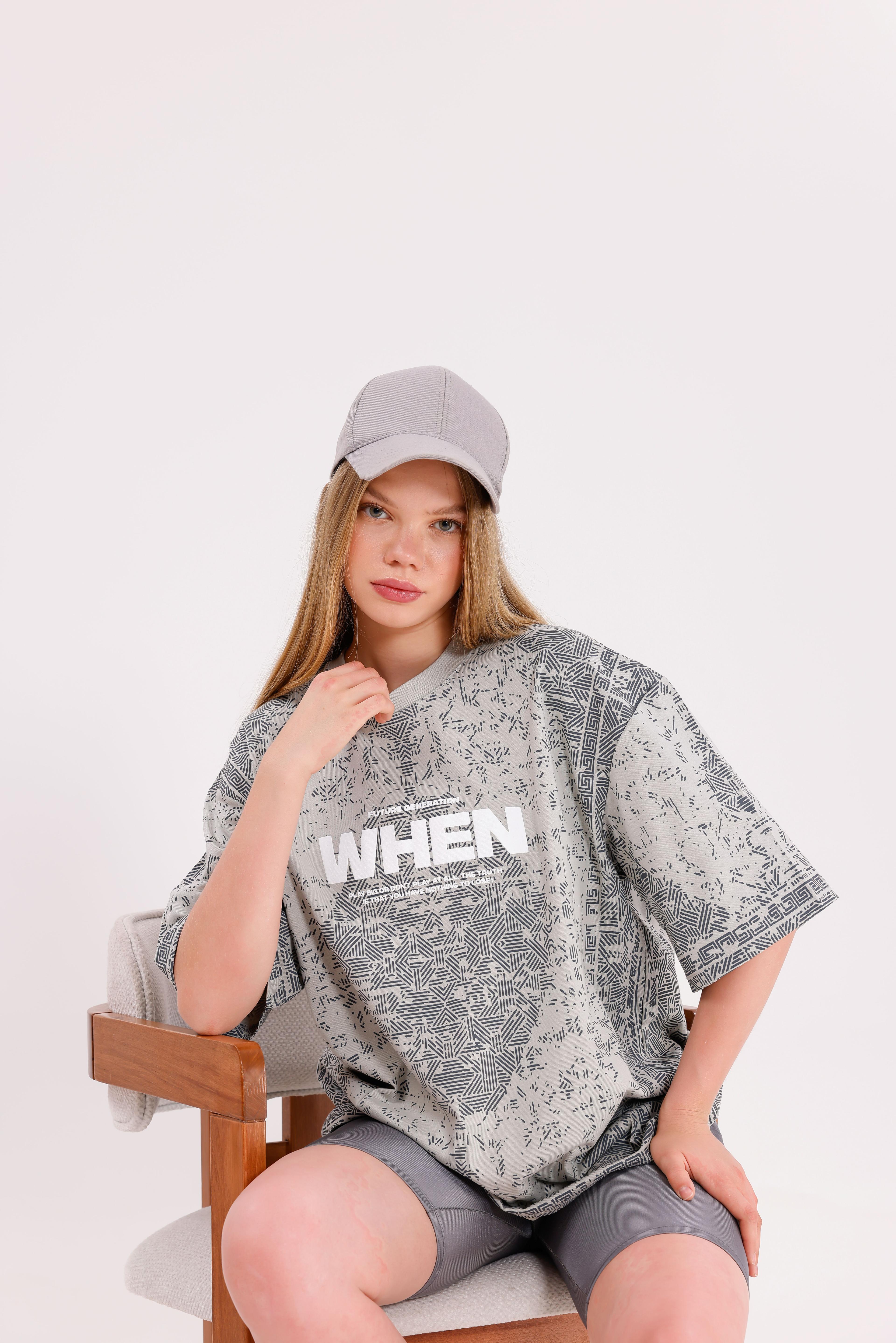 Oversize Unisex Kısa Kollu Bisiklet Yaka T-Shirt
