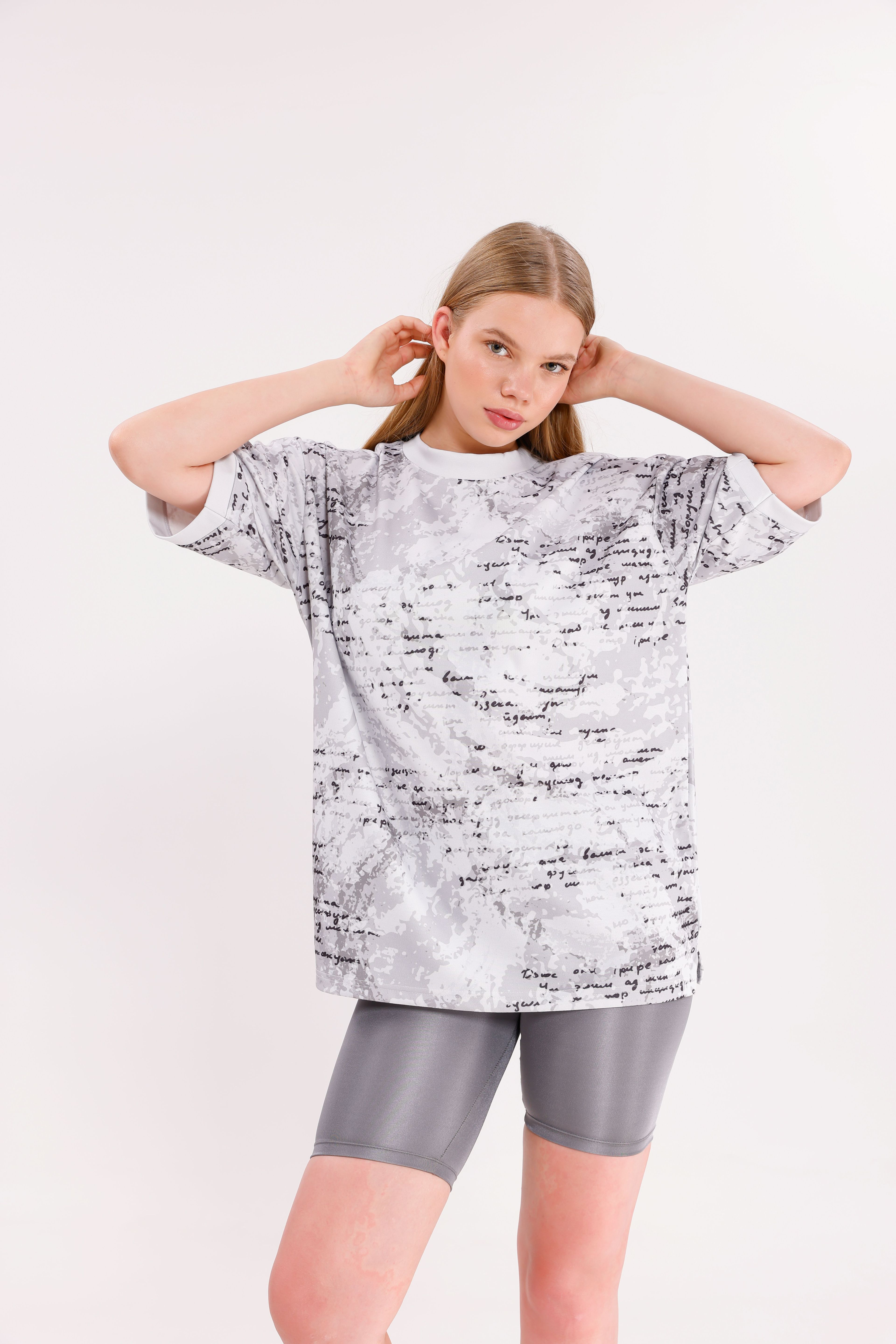 Oversize Unisex Kısa Kollu Bisiklet Yaka T-Shirt