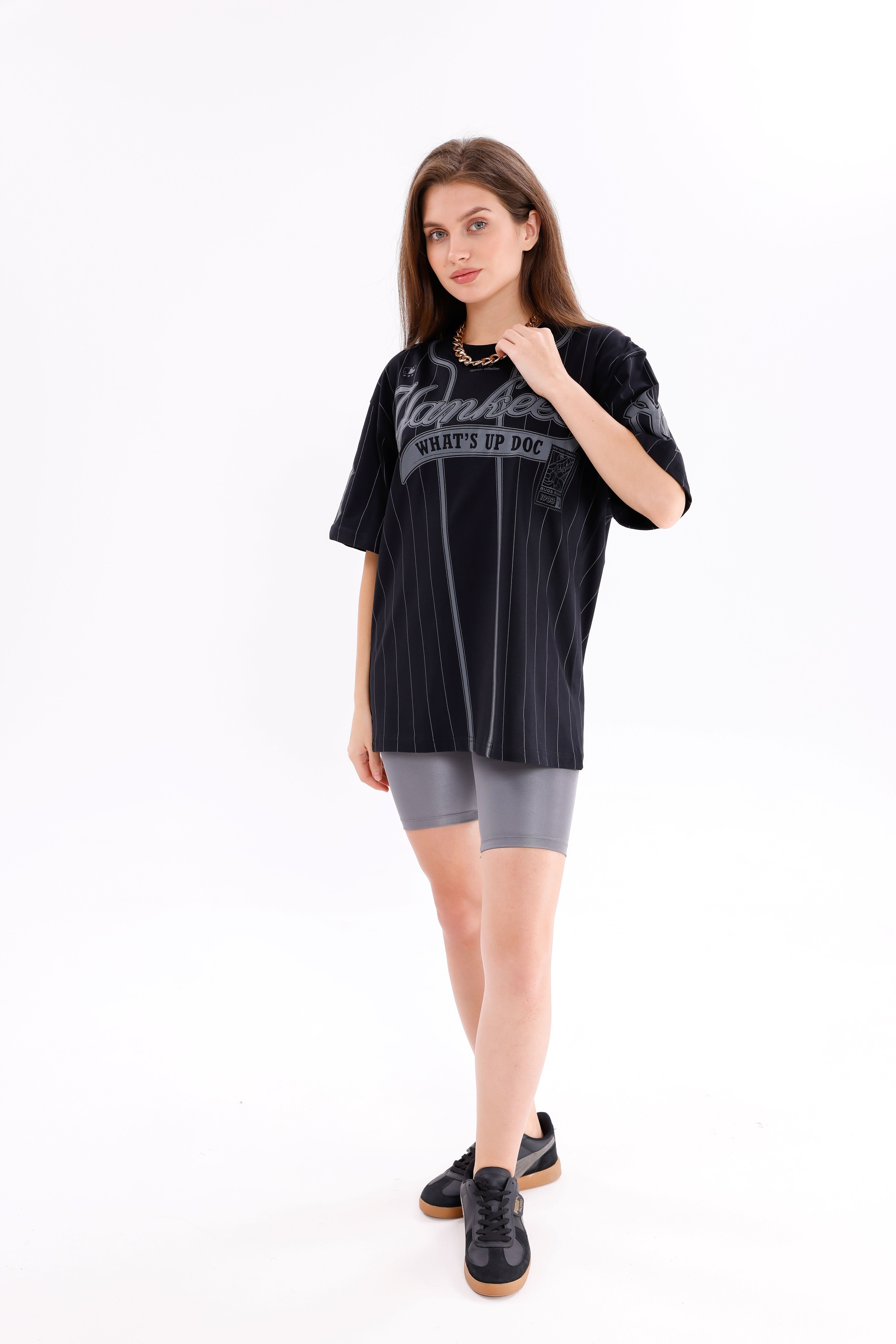 Oversize Unisex Kısa Kollu Bisiklet Yaka Bugs Bunny T-Shirt