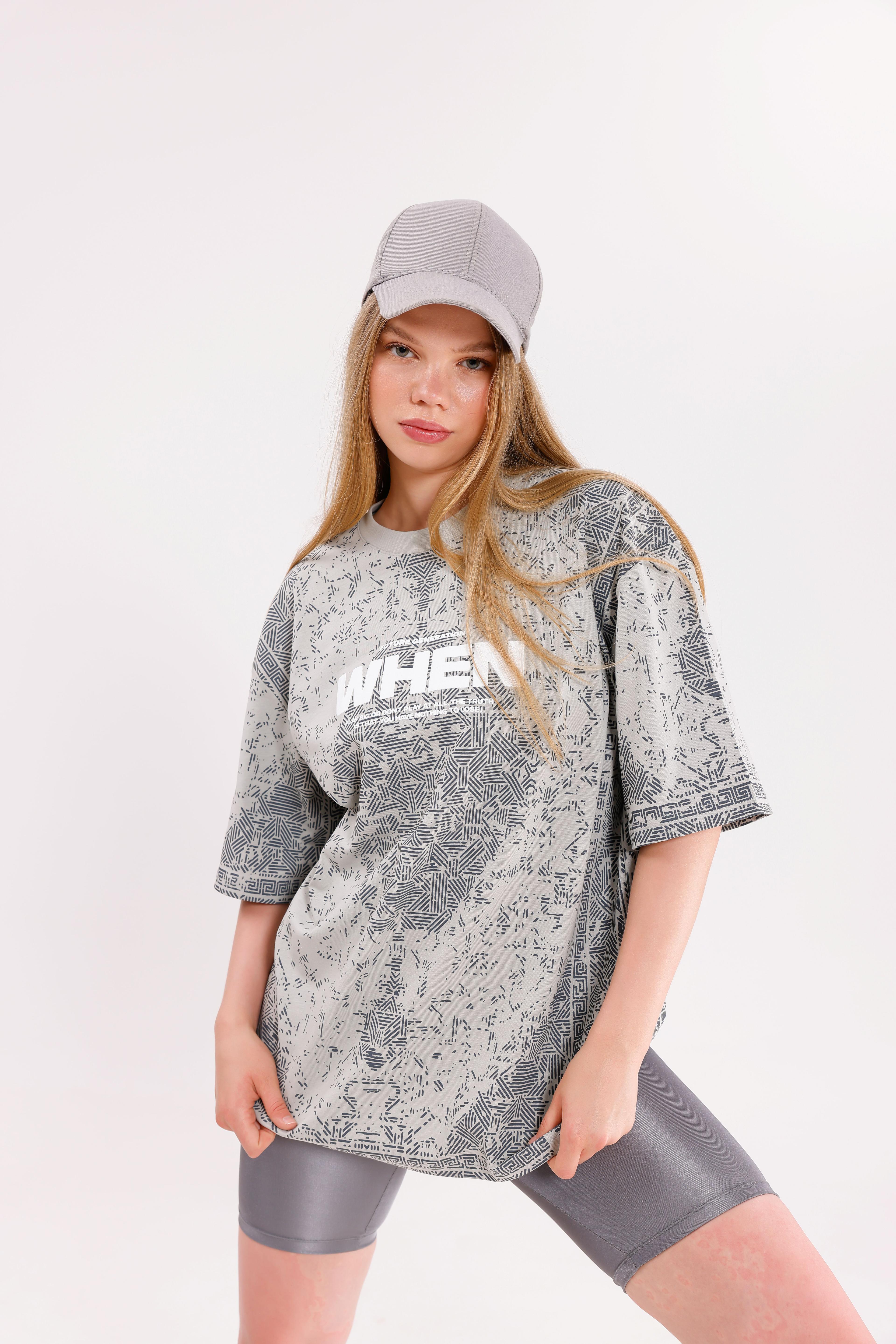 Oversize Unisex Kısa Kollu Bisiklet Yaka T-Shirt