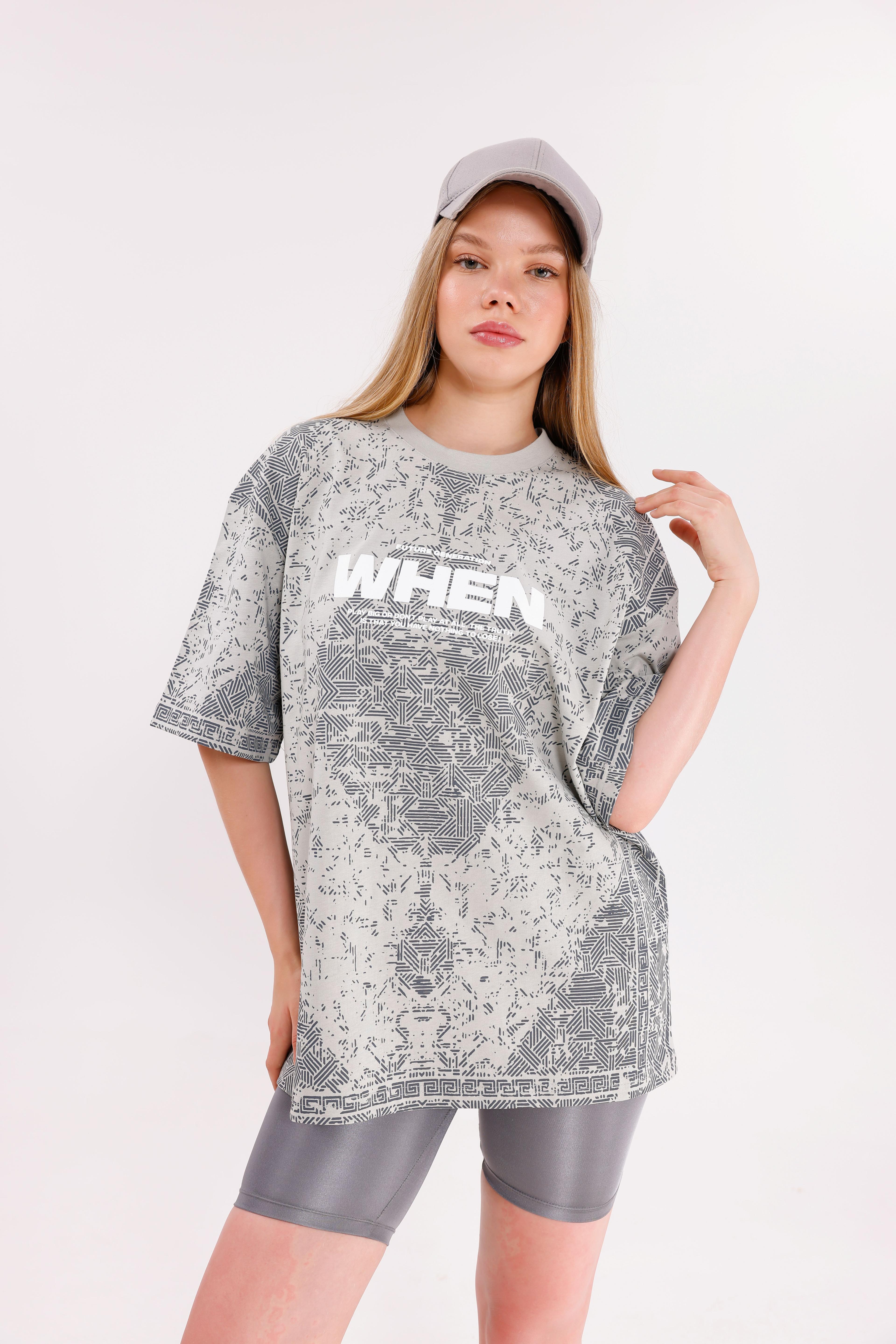 Oversize Unisex Kısa Kollu Bisiklet Yaka T-Shirt