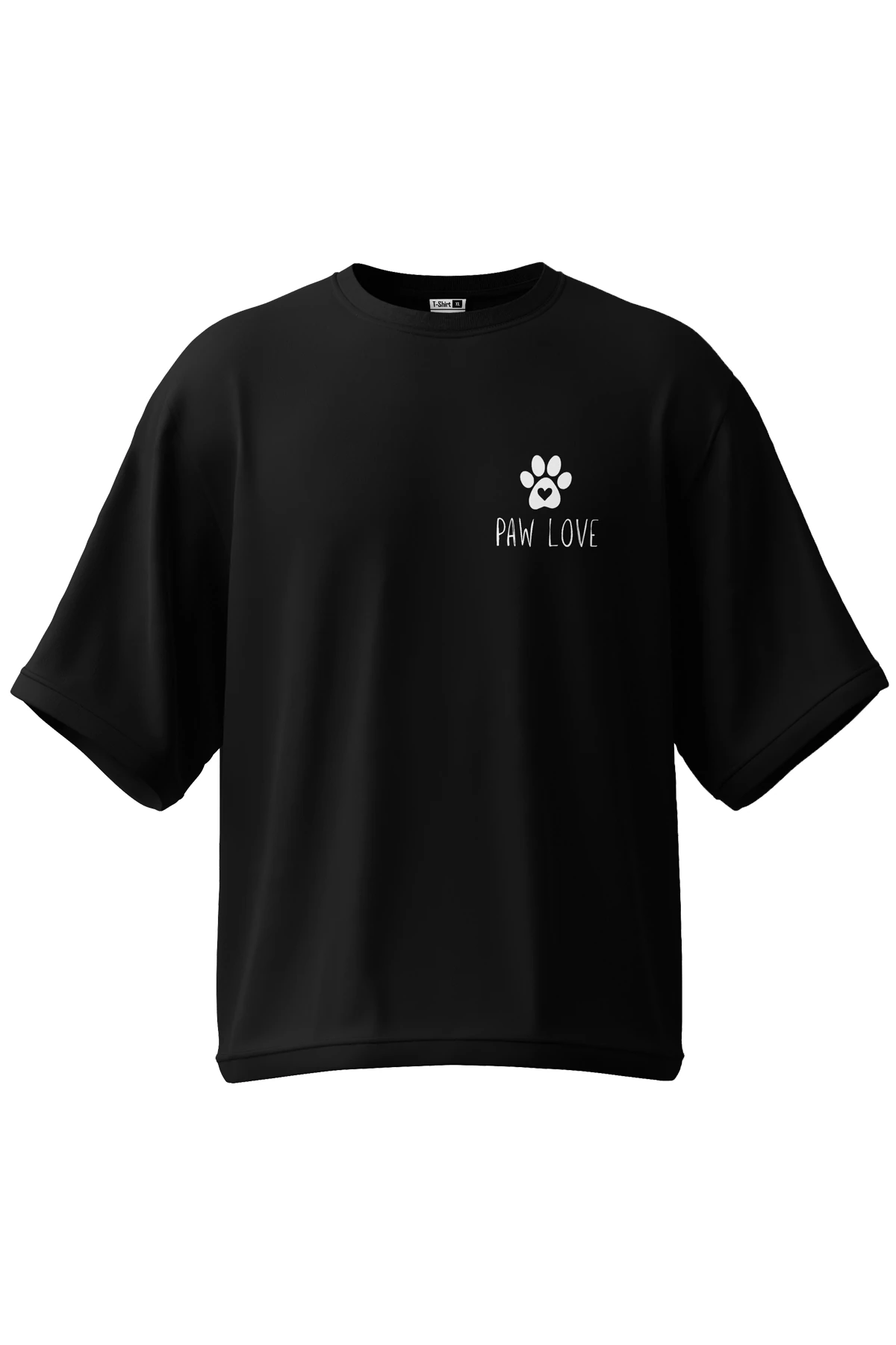 “Paw Love” Kedi Pati Baskılı Oversize Tişört (%100 Pamuk, Unisex)