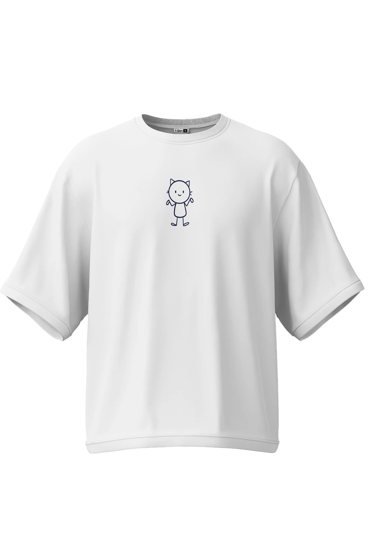 Lumo “Simple Cat” Oversize Tişört (%100 Pamuk, Unisex)