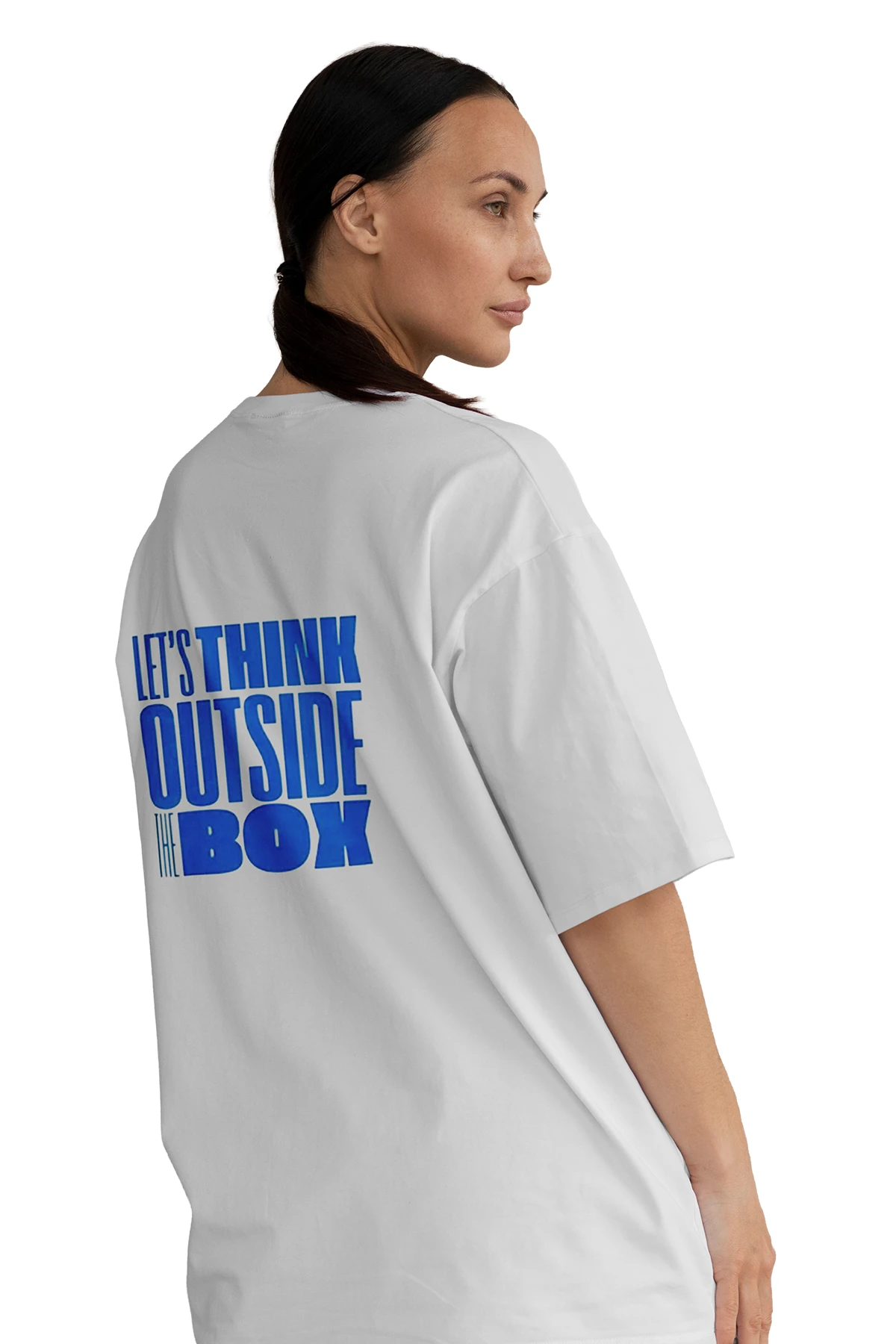 “The Box” Tipografik Baskılı Oversize Tişört (%100 Pamuk, Unisex)