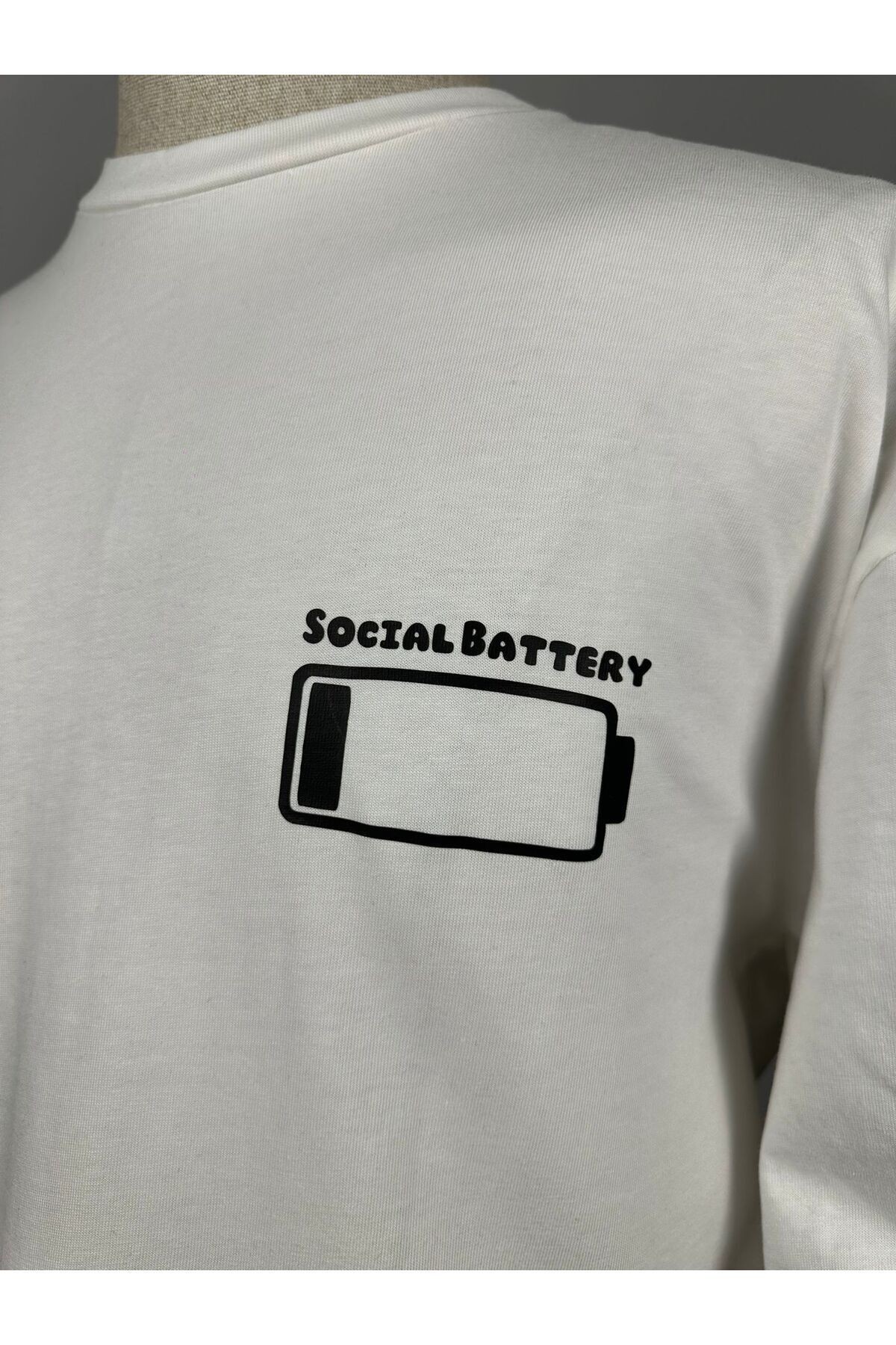 Batarya Oversize %100 Pamuk Tişört | “Social Battery & Inner Battery” Unisex T-shirt