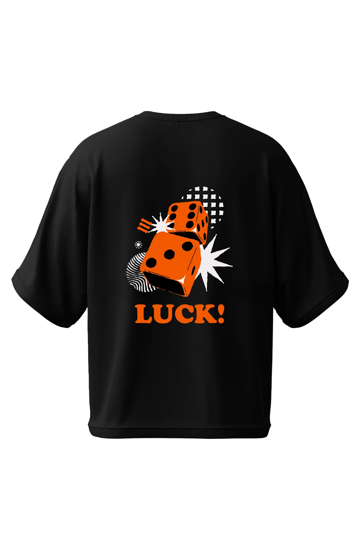 HUMO “Luck!” Zar İllüstrasyon Oversize Tişört (%100 Pamuk, Unisex)